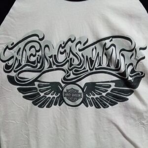 Harley-Davidson Aerosmith Cream & Black Short Sleeve Tee Men’s Large